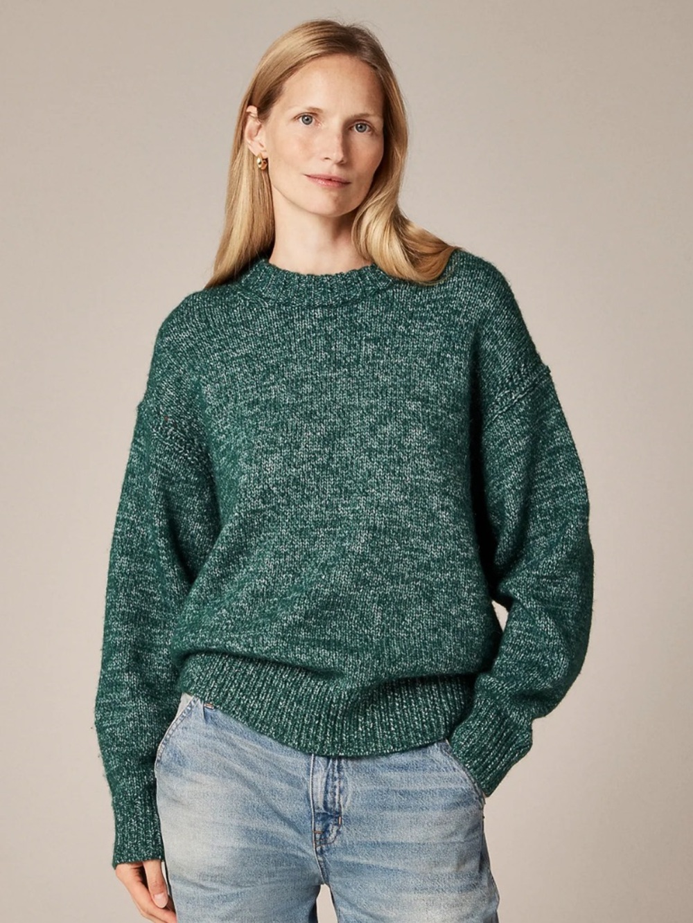 J. Crew Green Crewneck Sweater